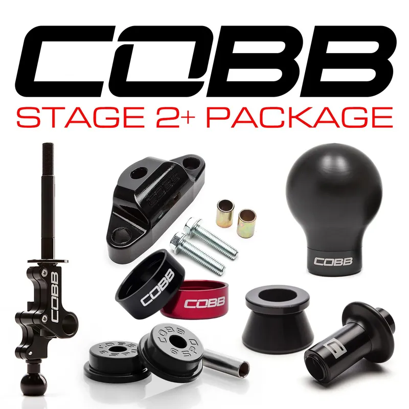 Cobb Stage 2+ Drivetrain Package w/ Weighted Black Knob + Stealth Black Lockout - 2004-2021 Subaru STI 6MT