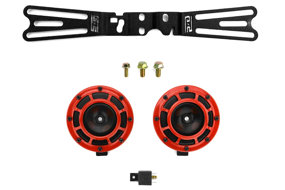 Hella Horns with Grimmspeed Brotie Mounting Bracket - 2002-2021 Subaru WRX / STI