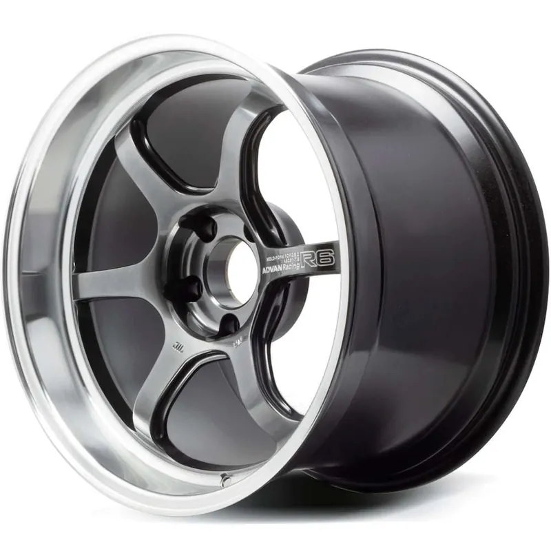 Advan R6 Racing Hyper Black w/Machined Lip 18x9.5 +45 5x114.3 (Single Wheel) - 2015-2023 Subaru WRX / 2015-2021 STI / 2019-2023 Forester
