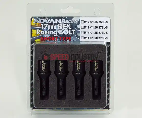 Advan Racing Lug Bolts 17mm Head 14x1.25 27mm Short Black