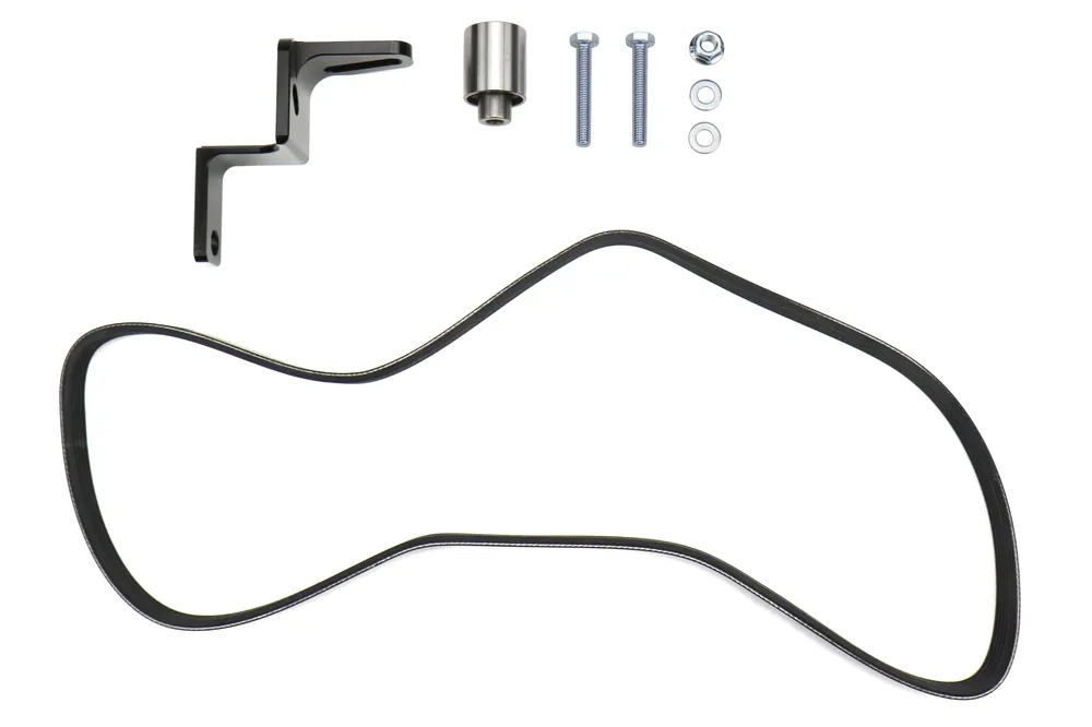 Torque Solution Reversed Intake Manifold Alternator Relocation Bracket Kit Black - 2002-2014 Subaru WRX / 2004-2021 STI