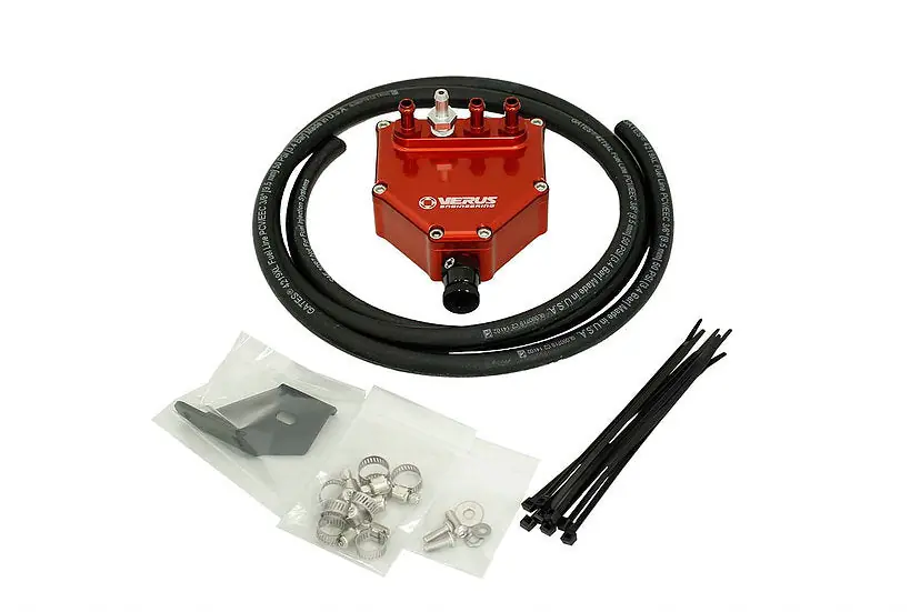 Verus Engineering Dual Air Oil Separator Anodized Red - 2016-2017 Mazda Miata