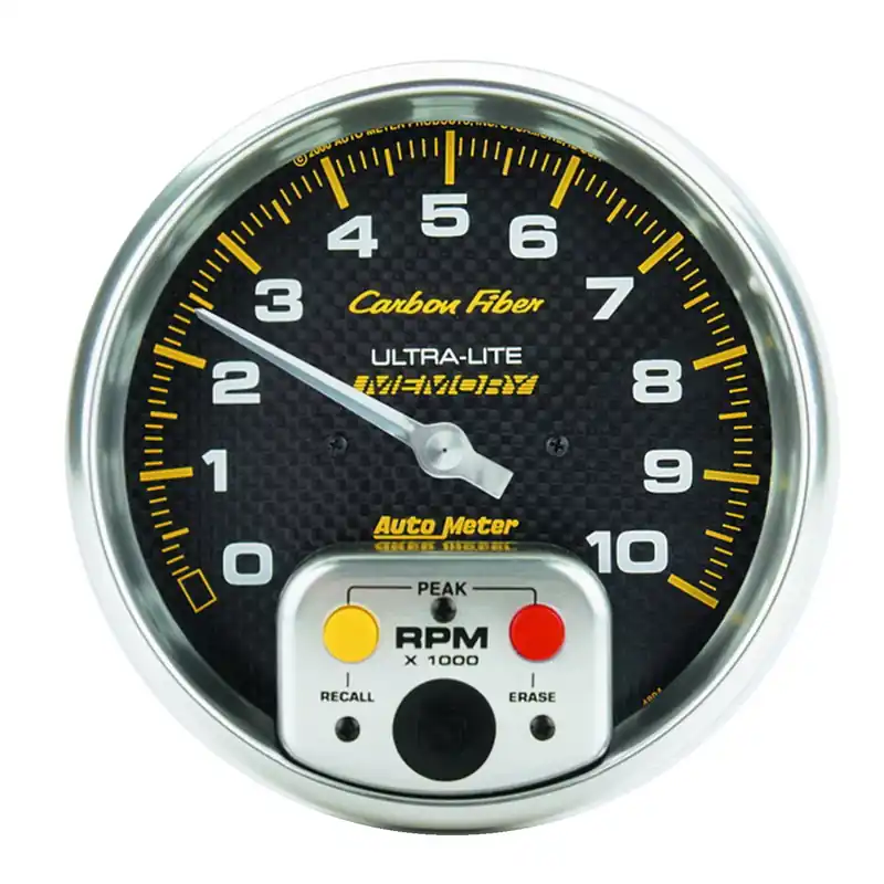 Autometer Carbon Fiber In-Dash Tachometer Gauge w/ Peak Memory 5in - Universal