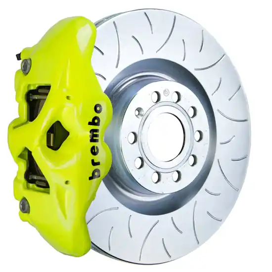 Brembo GT Systems Monobloc 4 Piston 345mm Slotted Fluorescent Yellow - Volkswagen Models (inc. 2006-2009 GTI)
