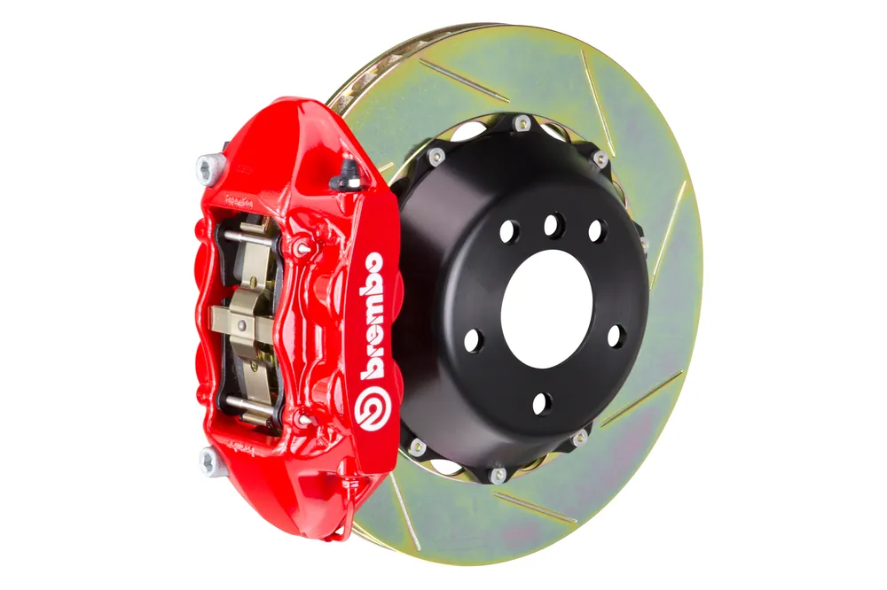 Brembo Gran Turismo 4 Piston Rear Brake Kit Red Slotted Rotors - 2008-2014 Subaru WRX / 2010-2011 Legacy 2.5i