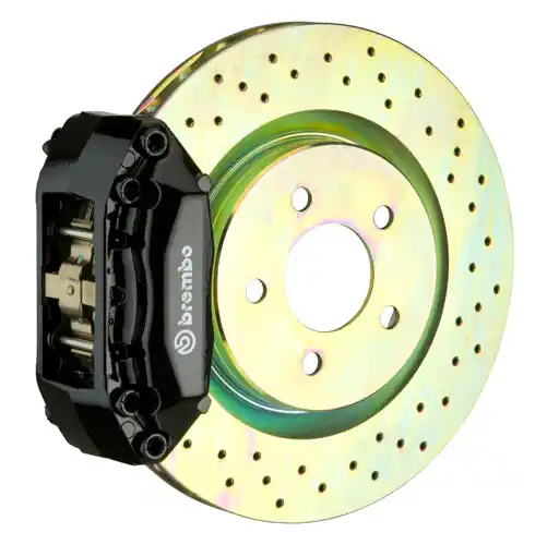Brembo GT System 4 Piston Front Brake Kit Black Drilled Rotors - Volkswagen Models (inc. 2000-2005 GTI)