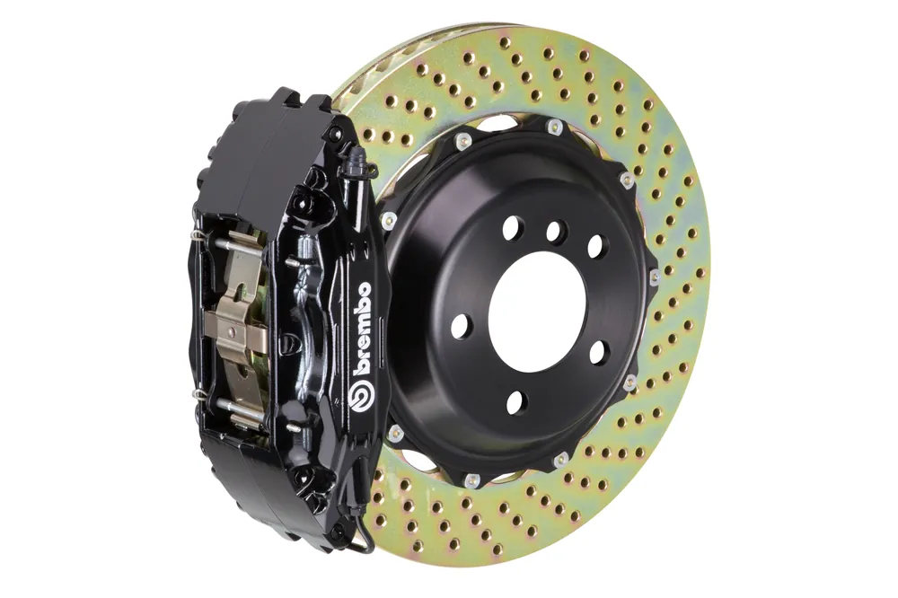 Brembo Gran Turismo Drilled Brake Kit 4 Piston 2-Piece Black Front - 2015-2021 Subaru WRX / 2010-2014 Legacy 2.5i