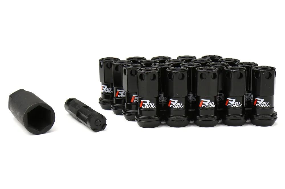 Project Kics R40 Iconix Black Lug Nuts w/Black Caps M12X1.25 - Universal