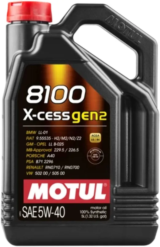Motul 8100 X-Cess Gen2 5W40 Synthetic Engine Oil (5 Liter Jug)