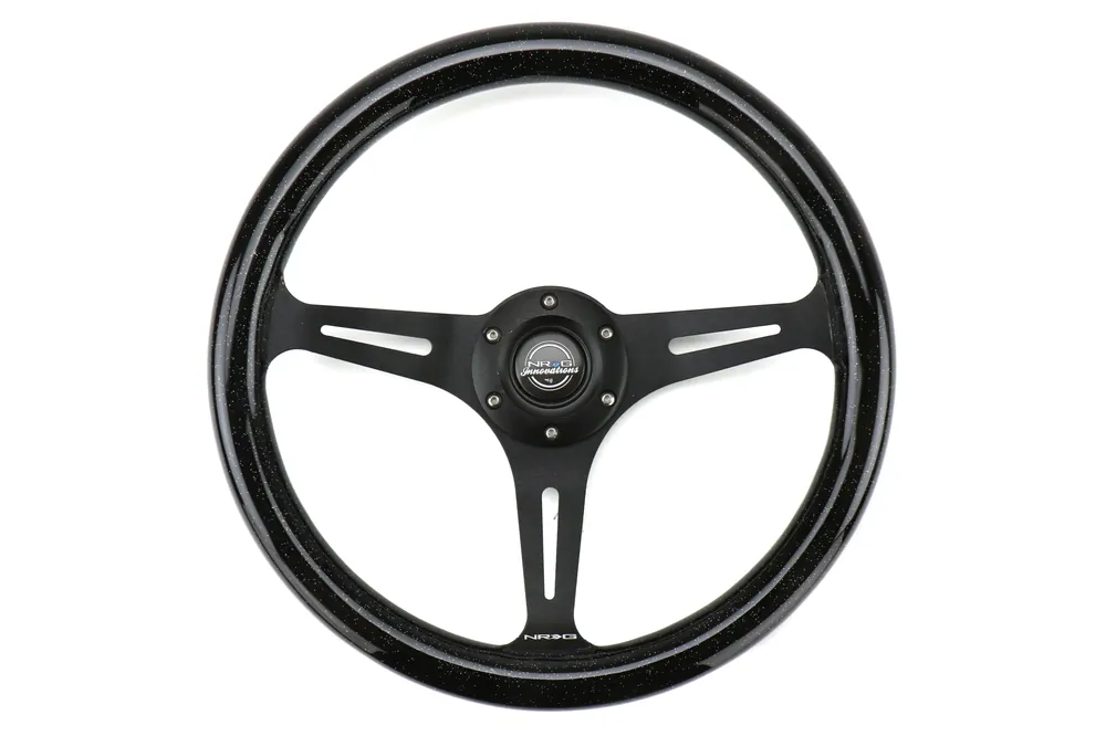 NRG Classic Wood Grain Wheel 350mm Black / Galaxy Sparkle Black - Universal