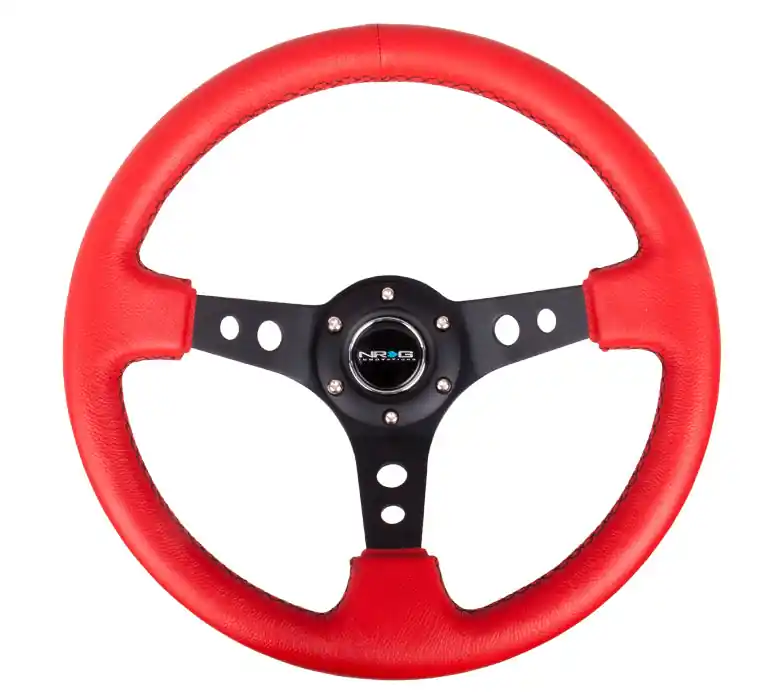 NRG Reinforced Steering Wheel 350mm 3in Deep Black / Red - Universal