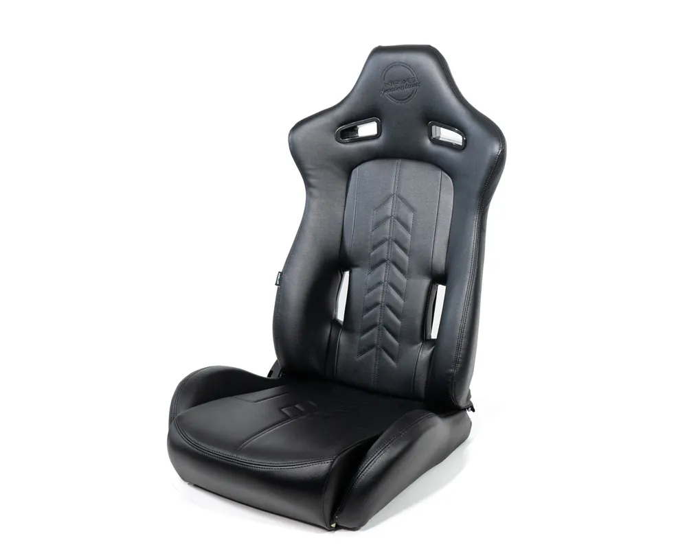 NRG Innovations The Arrow PVC Sports Seats Black w/ Black Stitching (Pair) - Universal