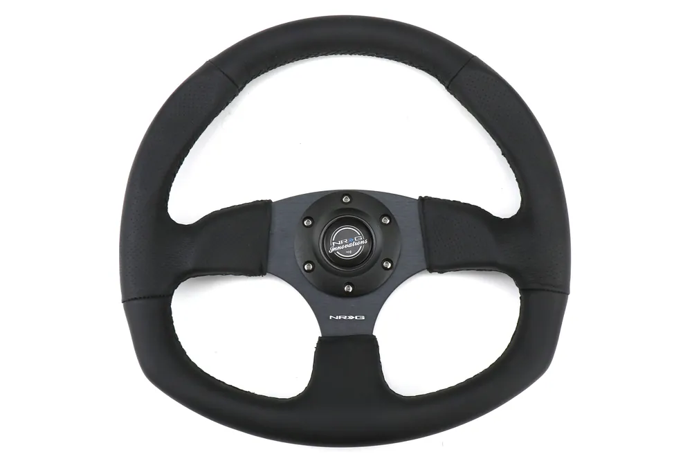 NRG Reinforced Steering Wheel Flat Bottom Black - Universal