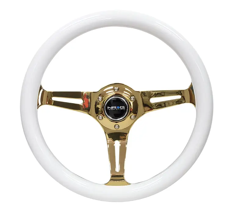 NRG Classic Wood Grain Wheel 350mm Chrome Gold / White - Universal