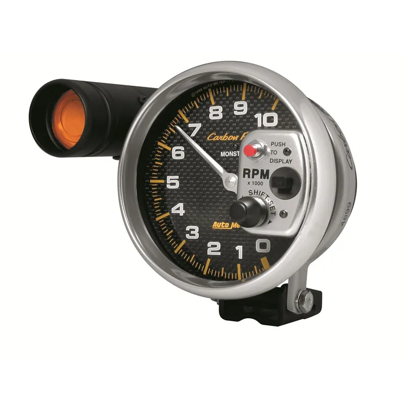 Autometer Carbon Fiber Pedestal Tachometer Gauge w/ Shift Light 5in - Universal