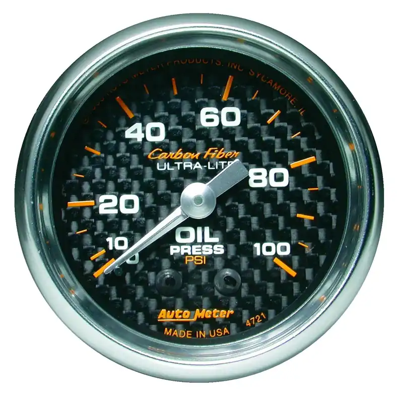 Autometer Carbon Fiber Oil Pressure Gauge Mechanical 52mm - Universal