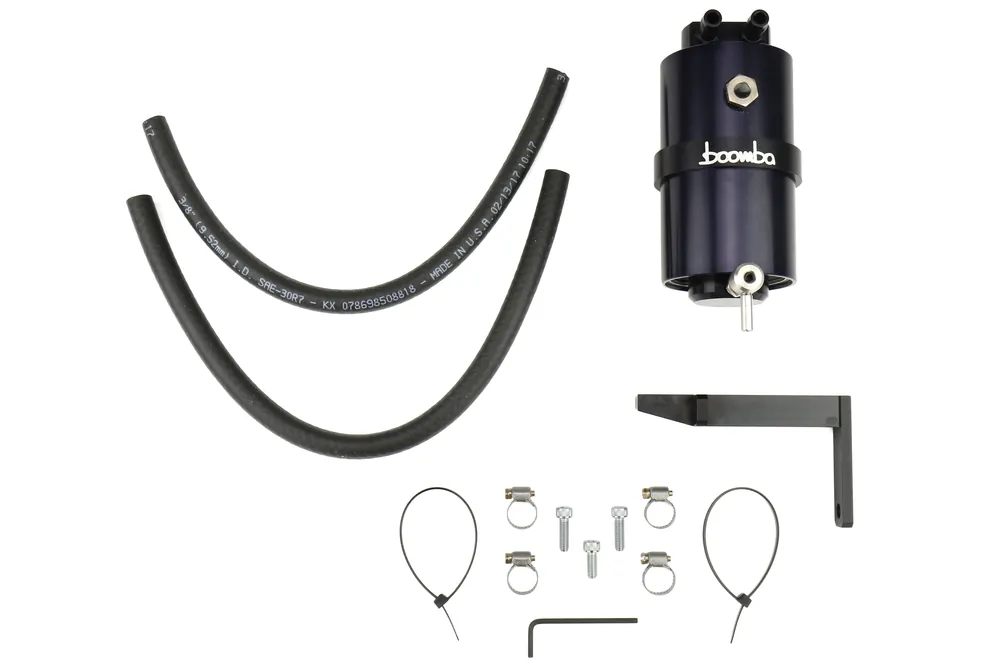 Boomba Racing Stage 2 Oil Catch Can Kit (PCV) Black - 2013-2018 Ford Focus ST