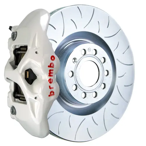Brembo GT Systems Monobloc 4 Piston 345mm Type 3 Slotted White - Volkswagen Models (Inc. 2015+ GTI / 2016+ Golf R)
