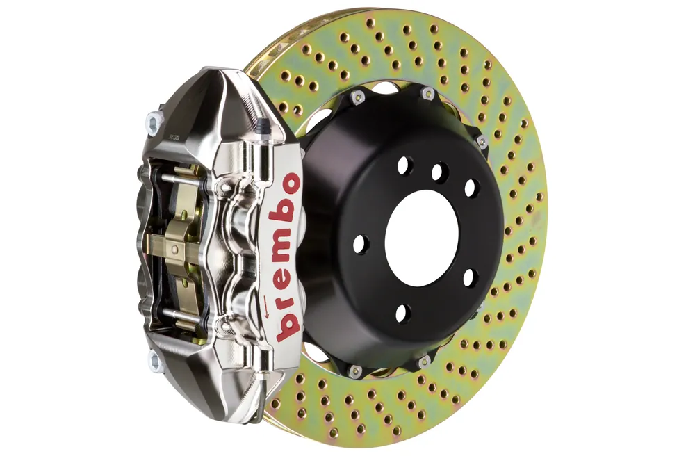 Brembo GT-R Systems 4 Piston Rear Big Brake Kit Nickel Plated Drilled Rotors - 2015-2017 Ford Mustang EcoBoost