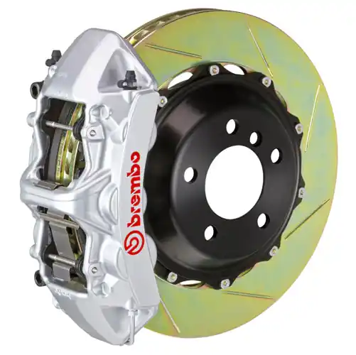Brembo GT System 6 Piston Front Brake Kit Silver Slotted Rotors - Volkswagen Models (inc. 2015+ GTI)