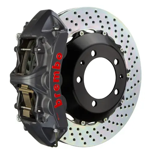 Brembo GT-S System 6 Piston Front Brake Kit Hard Anodized Drilled Rotors - Volkswagen Models (inc. 2015+ GTI)