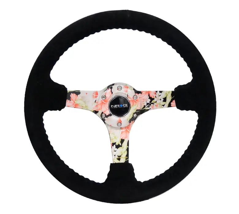 NRG Reinforced Steering Wheel 350mm Suede 3in Deep Floral - Universal