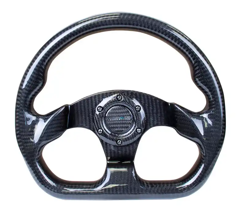 NRG Carbon Fiber Steering Wheel 320mm Flat Bottom Shiny Black - Universal