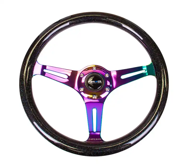 NRG Classic Wood Grain Wheel 350mm Neochrome / Galaxy Sparkle Black - Universal