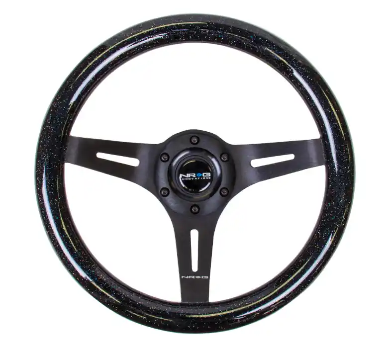NRG Classic Wood Grain Wheel 310mm Black / Galaxy Sparkle Black - Universal
