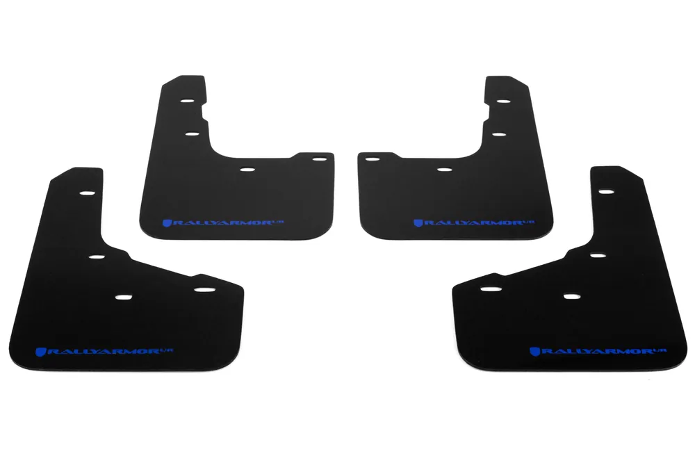 Rally Armor UR Mudflaps Black Urethane Blue Logo - 2015-2021 Ford Fiesta ST