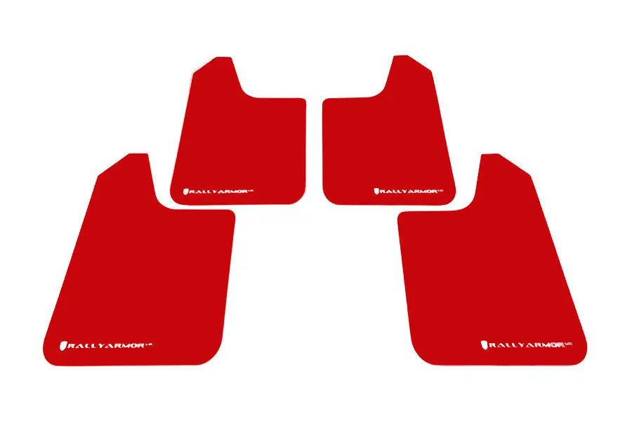 Rally Armor Universal UR Mudflaps Red Urethane White Logo - Universal