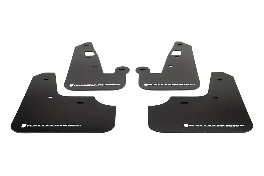 Rally Armor UR Mudflaps Black Urethane White Logo - 2007-2012 Mitsubishi Lancer