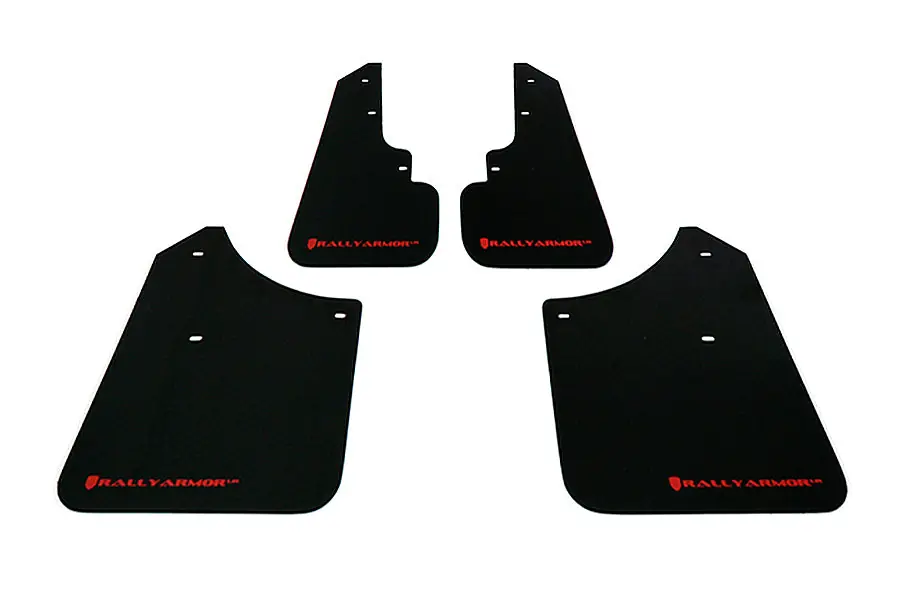 Rally Armor UR Mudflaps Black Urethane Red Logo - 2003-2008 Subaru Forester