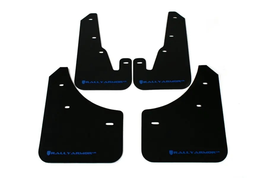 Rally Armor UR Mudflaps Black Urethane Blue Logo - 2004-2009 Mazda 3 (inc. 2007-2009 MazdaSpeed3)