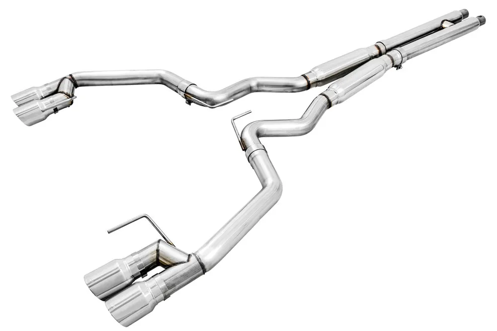AWE Track Edition Cat-Back Exhaust (Chrome Silver Tips) - 2018-2019 Ford Mustang GT