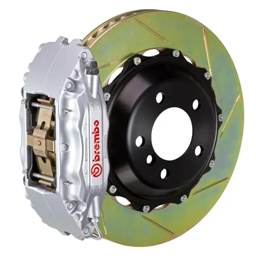Brembo GT System 4 Piston Front Brake Kit Silver Slotted Rotors - Volkswagen Models (inc. 2015+ GTI)