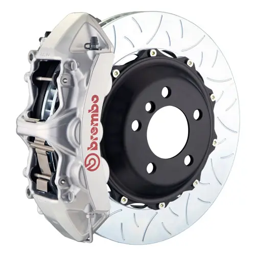 Brembo GT Systems Monobloc 6 Piston Front Big Brake Kit Silver Type 3 Slotted Rotors - 2017-2020 Honda Civic Type R/SI
