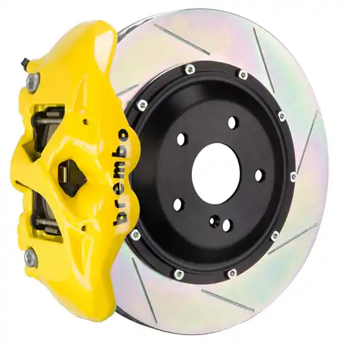 Brembo GT Systems Monobloc 4 Piston 345mm Slotted Fluorescent Yellow - 2017-2020 Honda Civic Type R/SI
