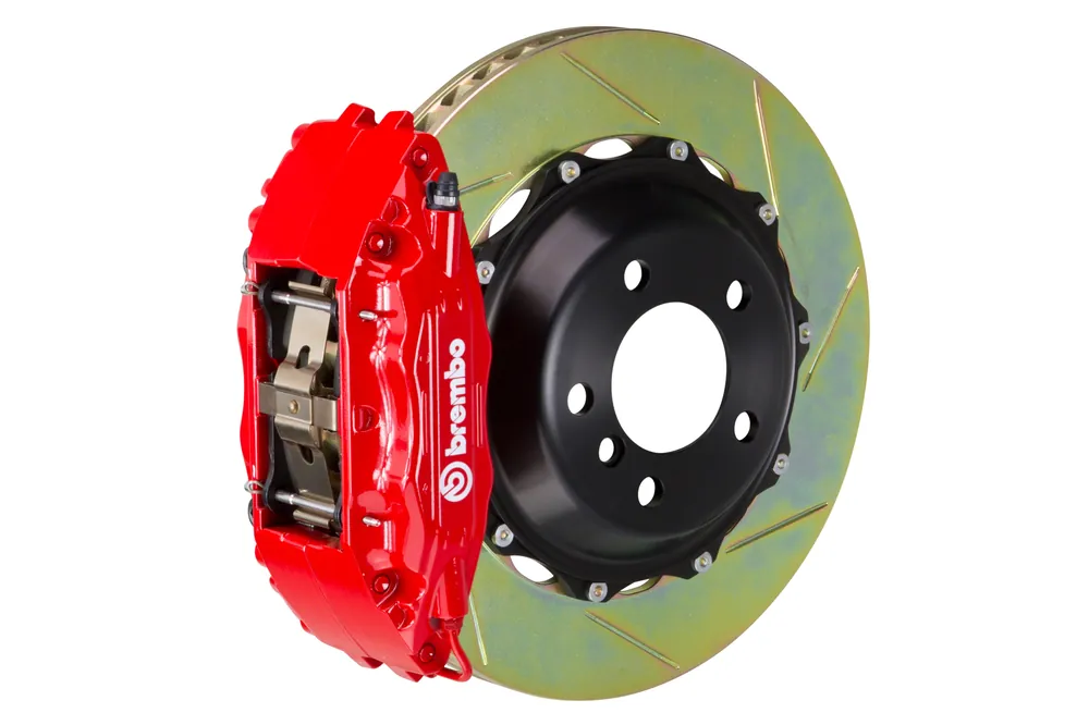 Brembo Gran Turismo Slotted Brake Kit 4 Piston 2-Piece Red Front - 2015-2021 Subaru WRX / 2010-2014 Legacy 2.5i