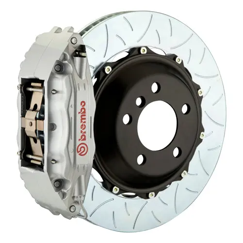 Brembo GT System 4 Piston Front Brake Kit Silver Type 3 Slotted Rotors - Volkswagen Models (inc. 2015+ GTI)