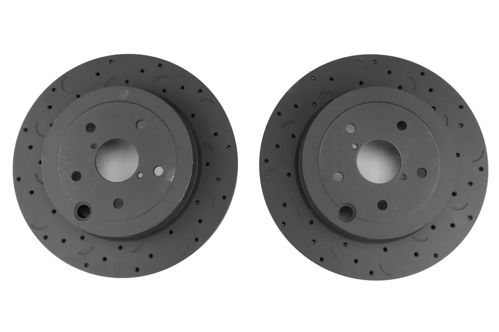 Hawk Talon Cross Drilled and Slotted Rear Rotor Pair - 2008-2017 Subaru STI