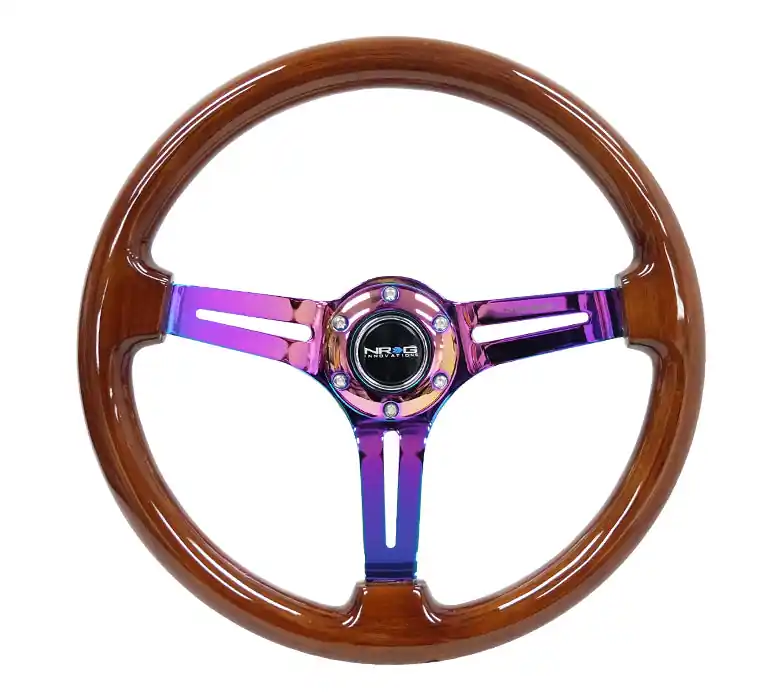 NRG Reinforced Classic Wood Grain Wheel 350mm Brown / Neochrome - Universal