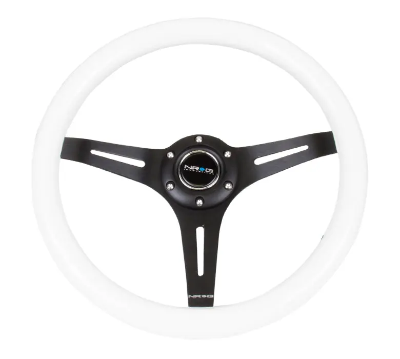 NRG Classic Wood Grain Wheel 350mm Black / White - Universal