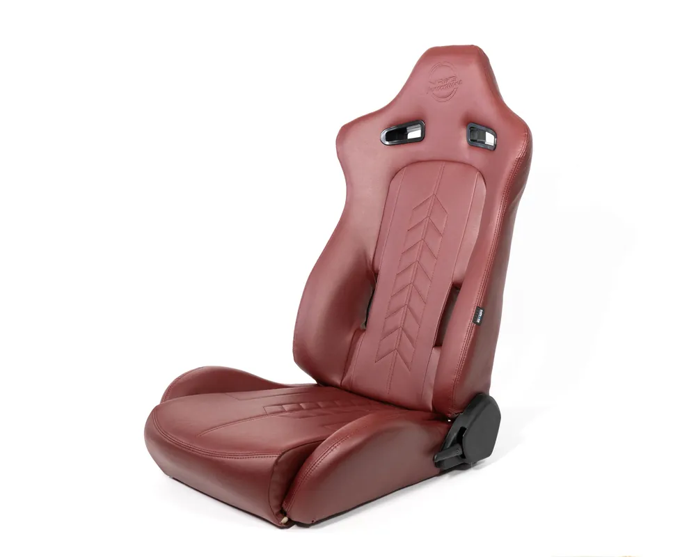 NRG Innovations The Arrow PVC Sports Seats Maroon w/ Maroon Stitching (Pair) - Universal