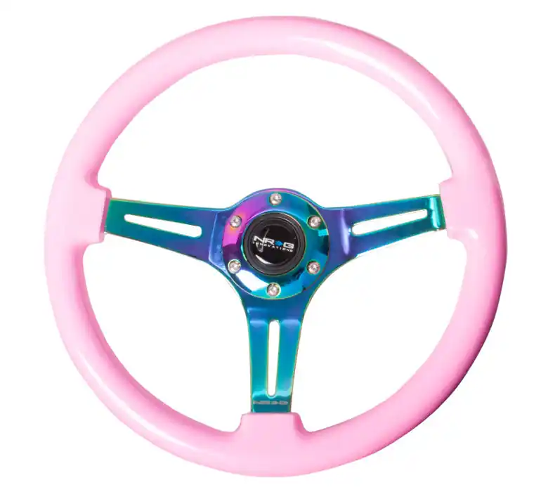 NRG Classic Wood Grain Wheel 350mm Neochrome / Pink - Universal