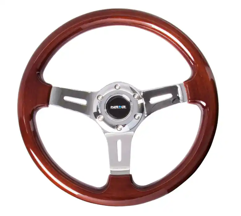 NRG Classic Wood Grain Wheel 330mm Slotted Chrome - Universal