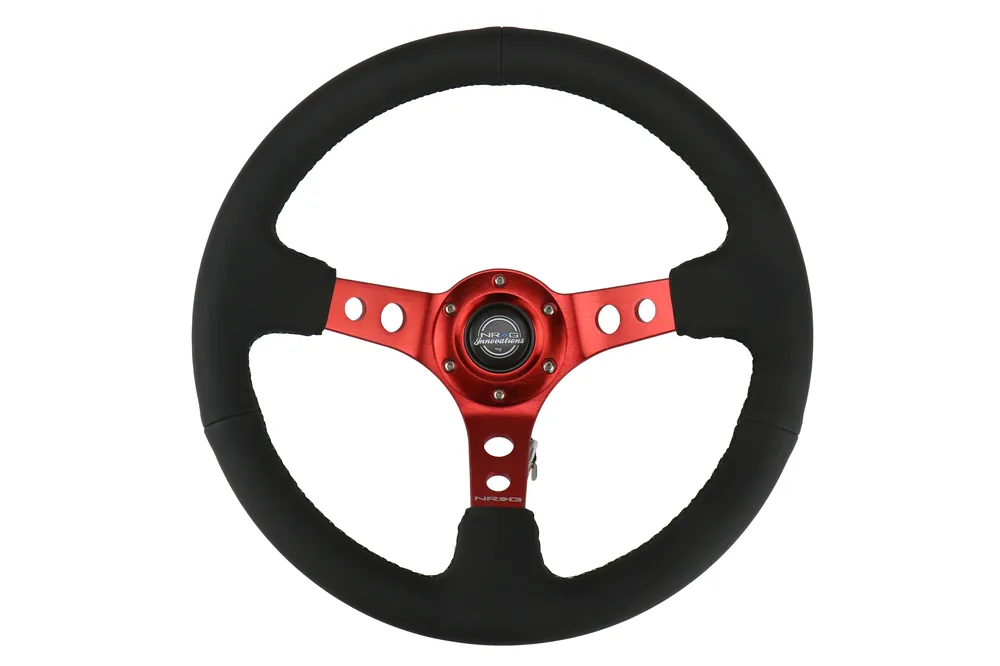 NRG Reinforced Steering Wheel 350mm 3in Deep Red - Universal