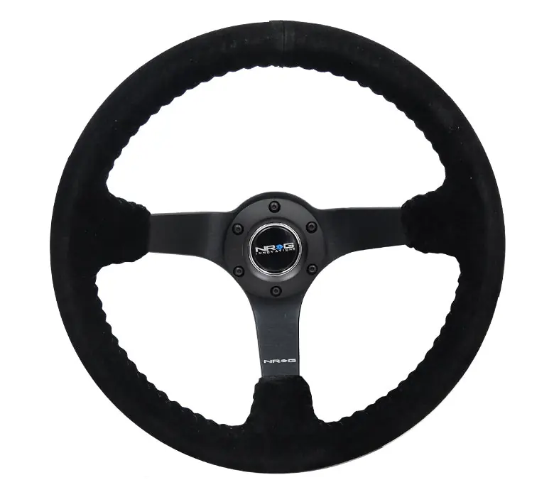 NRG Reinforced Steering Wheel 350mm Suede 3in Deep Black - Universal