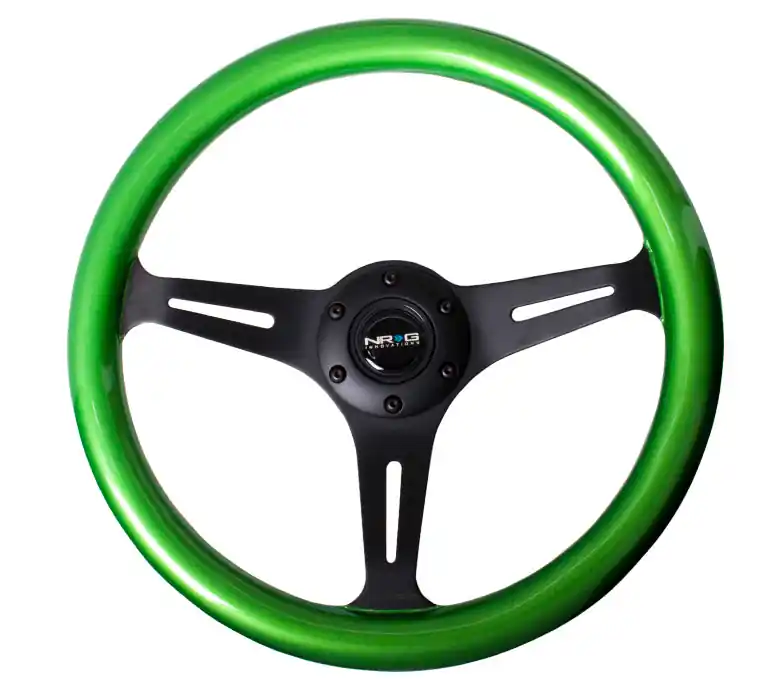 NRG Classic Wood Grain Wheel 350mm Black / Green Pearl - Universal
