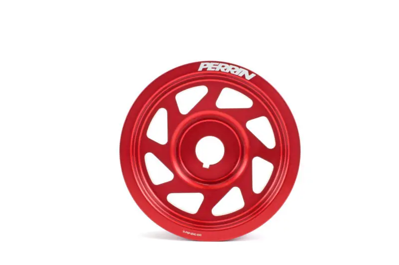 PERRIN Lightweight Crank Pulley w/o AC Red - 2002-2014 Subaru WRX / 2004-2021 STI